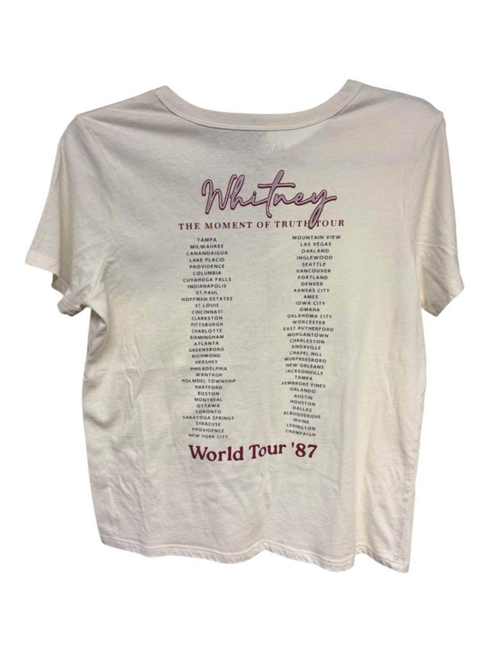 Whitney World Tour '87 Graphic Short Sleeve Tee - Cream - Picture 3 of 3